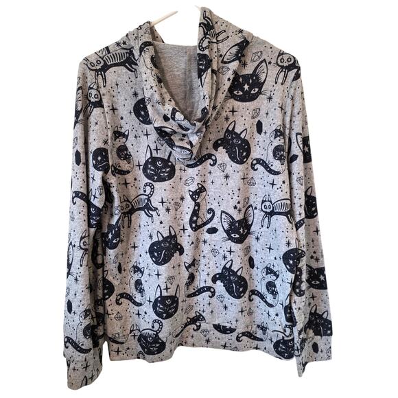 L.A. Soul Womens Mystic Cat Sweater Hoodie Size Small Gray - Picture 3 of 4